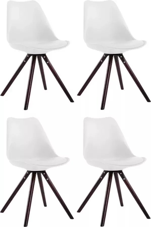 CLP Set van 4 eetkamerstoelen Toulouse Cappuccino Rond Frame Kunstleer