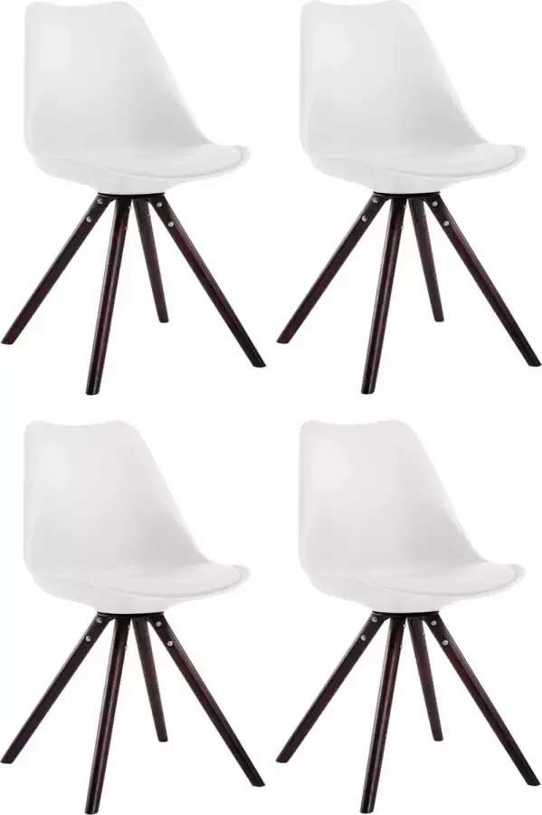 Clp Toulouse Set van 4 stoelen Rond Kunstleer wit cappuccino (eik)