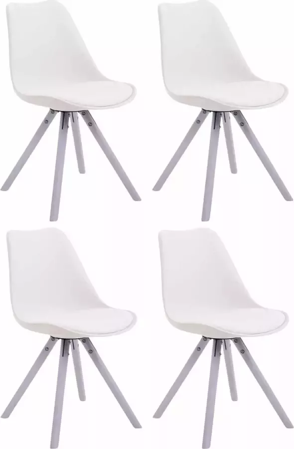 Clp Toulouse Set van 4 stoelen Rond Kunstleer wit (eik)