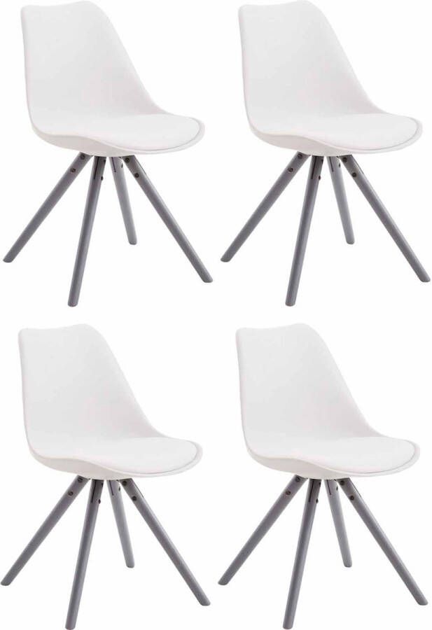 Clp Toulouse Set van 4 stoelen Rond Kunstleer wit grijs