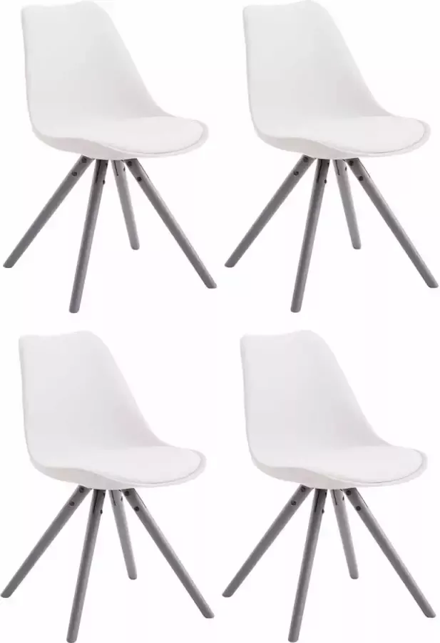 CLP Set van 4 eetkamerstoelen Toulouse Grijs Rond Frame Kunstleer