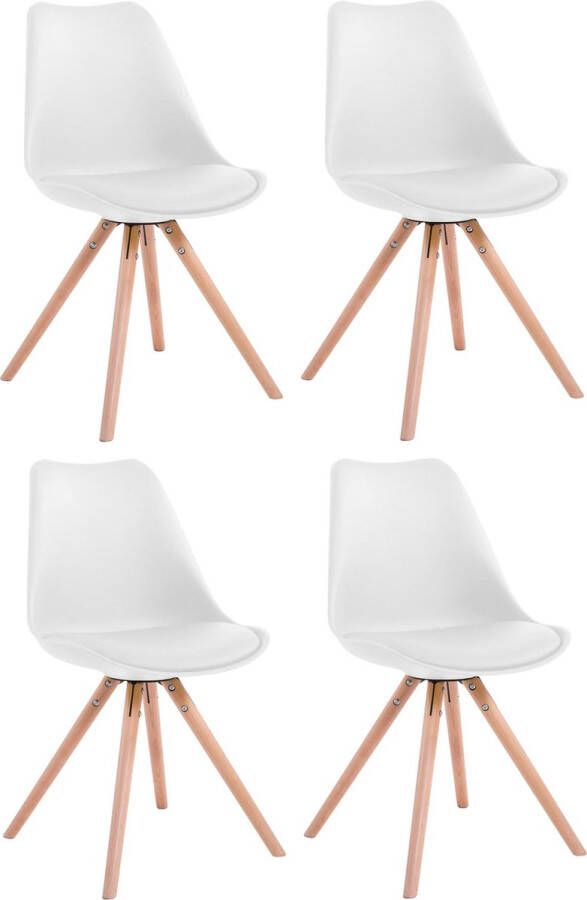 Clp Toulouse Set van 4 stoelen Rond Kunstleer wit natura
