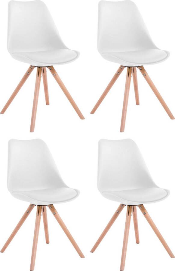 Clp Toulouse Set van 4 stoelen Rond Kunstleer wit natura (eik)