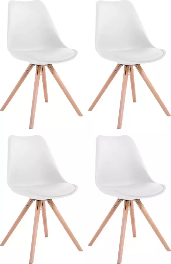 Clp Toulouse Set van 4 stoelen Rond Kunstleer wit natura (eik)