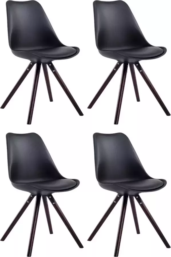 CLP Set van 4 eetkamerstoelen Toulouse Cappuccino Rond Frame Kunstleer