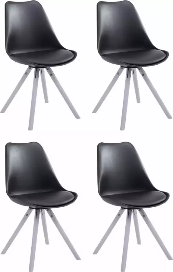 CLP Set van 4 eetkamerstoelen Toulouse Wit Rond Frame Kunstleer