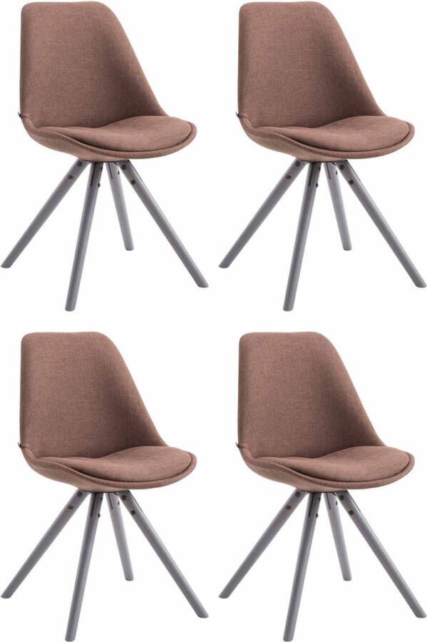 Clp Toulouse Set van 4 stoelen Rond Stof bruin grijs