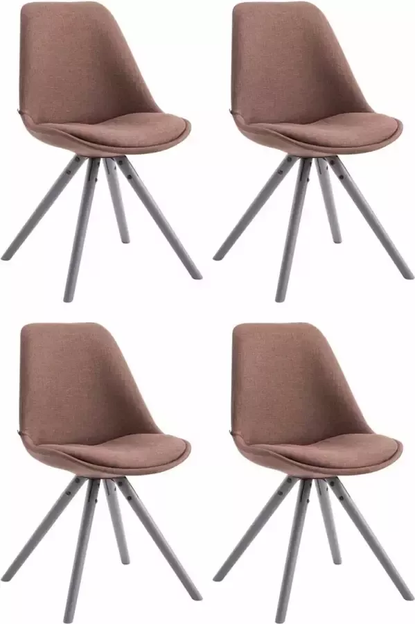 CLP Set van 4 eetkamerstoelen Toulouse Grijs Rond Frame Stof