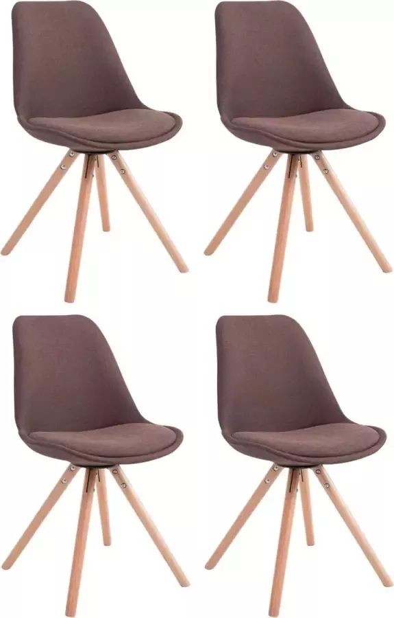 CLP Set van 4 eetkamerstoelen Toulouse Natura Rond Frame Stof