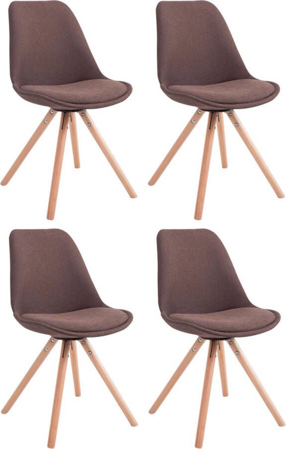 Clp Toulouse Set van 4 stoelen Rond Stof bruin natura