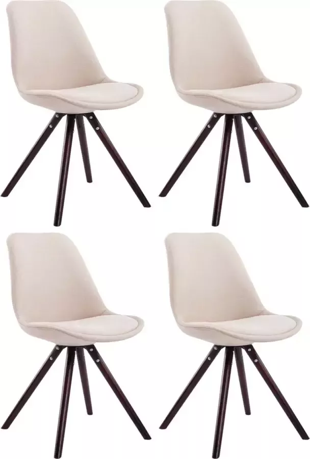 CLP Set van 4 eetkamerstoelen Toulouse Cappuccino Rond Frame Stof