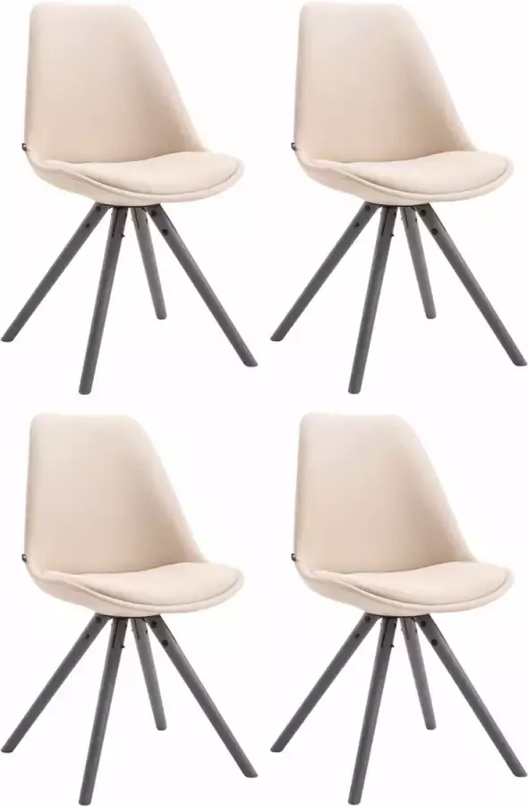 CLP Set van 4 eetkamerstoelen Toulouse Grijs Rond Frame Stof