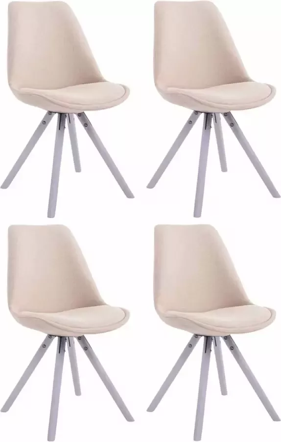 CLP Set van 4 eetkamerstoelen Toulouse Wit Rond Frame Stof