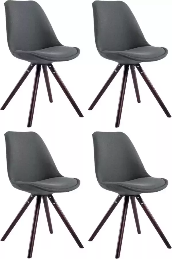 CLP Set van 4 eetkamerstoelen Toulouse Cappuccino Rond Frame Stof