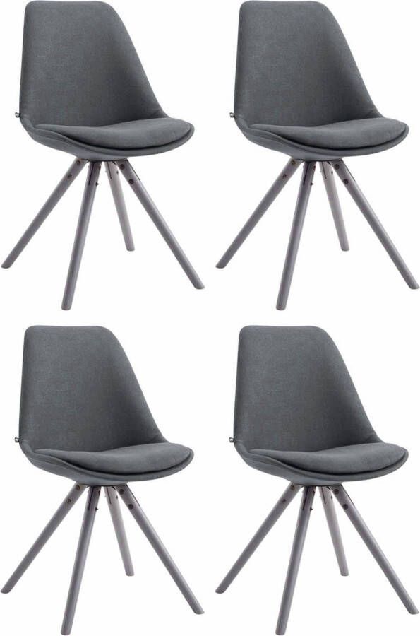 Clp Toulouse Set van 4 stoelen Rond Stof donkergrijs grijs