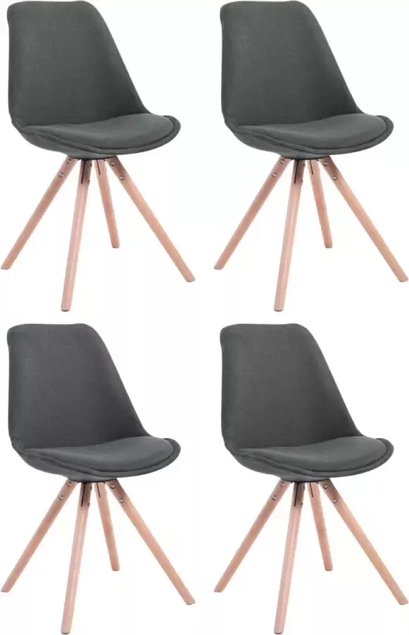 CLP Set van 4 eetkamerstoelen Toulouse Natura Rond Frame Stof