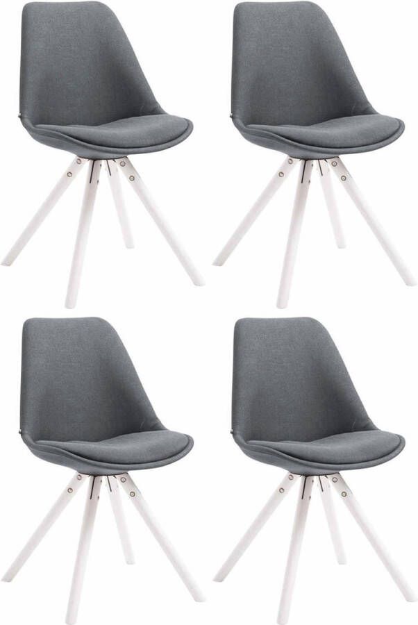 Clp Toulouse Set van 4 stoelen Rond Stof donkergrijs wit