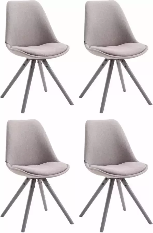 CLP Set van 4 eetkamerstoelen Toulouse Grijs Rond Frame Stof