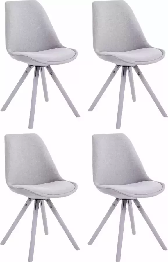 Clp Toulouse Set van 4 stoelen Rond Stof grijs wit (eik)
