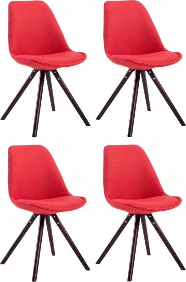 Clp Toulouse Set van 4 stoelen Rond Stof rood cappuccino (eik)