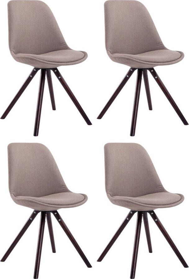 Clp Toulouse Set van 4 stoelen Rond Stof taupe cappuccino
