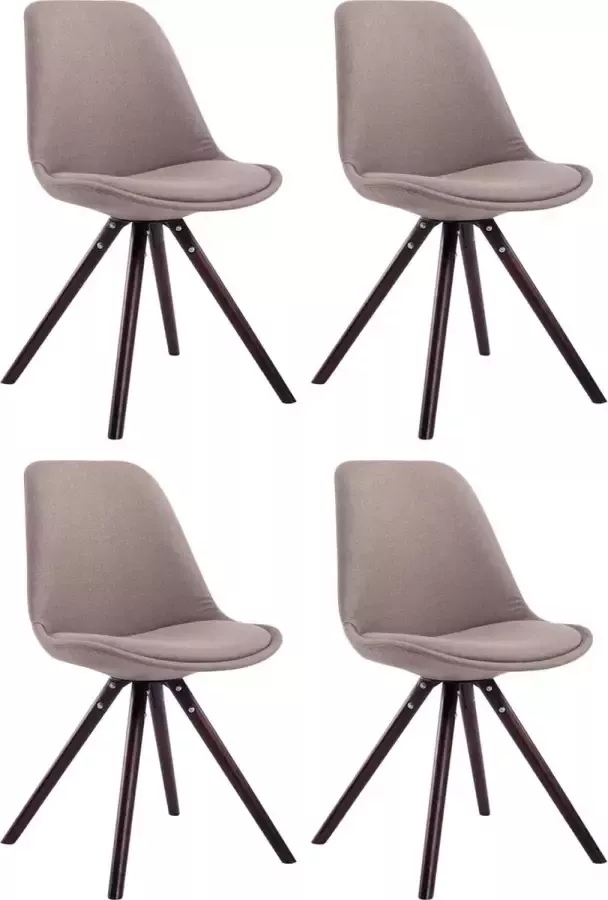 CLP Set van 4 eetkamerstoelen Toulouse Cappuccino Rond Frame Stof