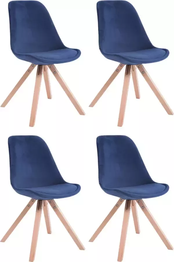 CLP Set van 4 eetkamerstoelen Toulouse Vierkant Frame Natura Fluweel