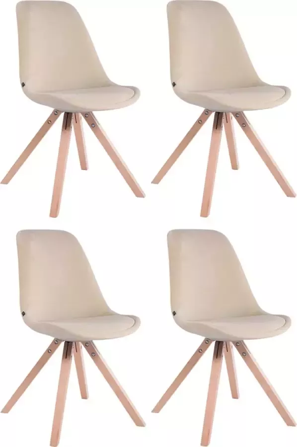 CLP Set van 4 eetkamerstoelen Toulouse Vierkant Frame Natura Fluweel