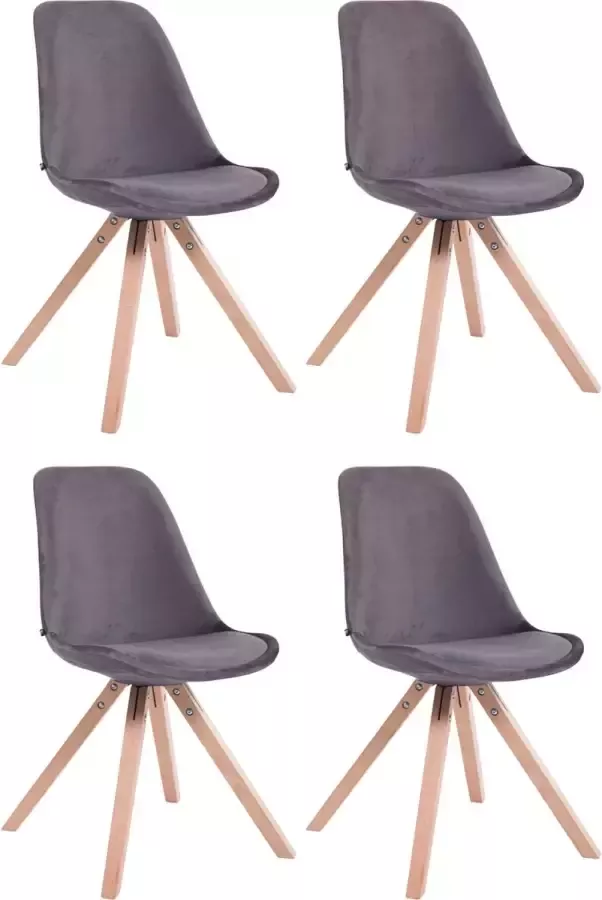 Clp Toulouse Set van 4 Stoelen Vierkant frame Fluweel donkergrijs natura