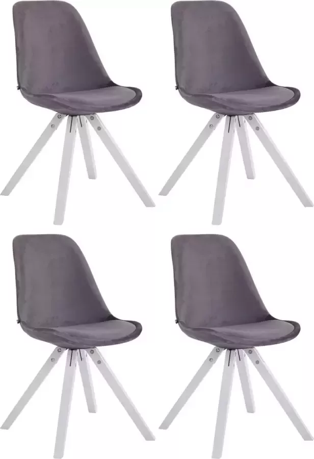 Clp Toulouse Set van 4 Stoelen Vierkant frame Fluweel donkergrijs wit