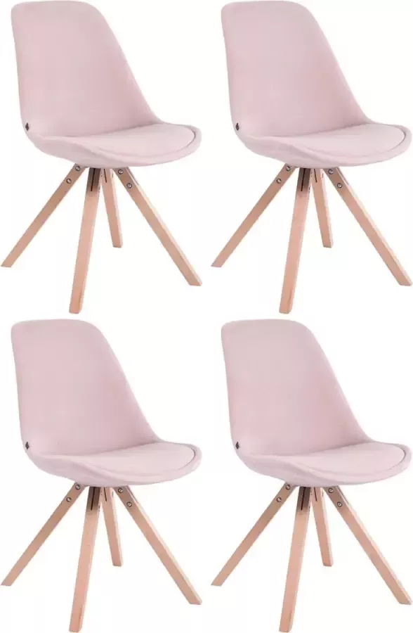CLP Set van 4 eetkamerstoelen Toulouse Vierkant Frame Natura Fluweel