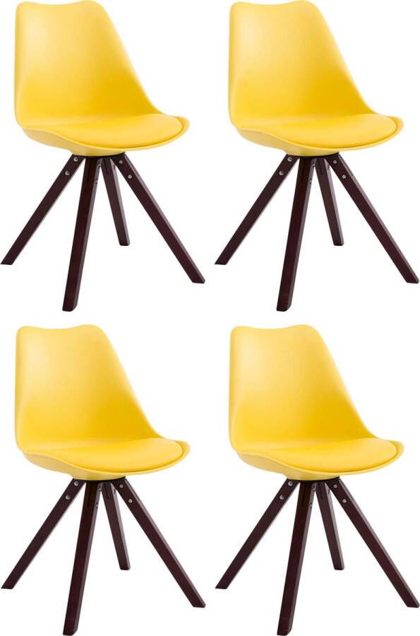 Clp Toulouse Set van 4 stoelen Vierkant Kunstleer geel cappuccino