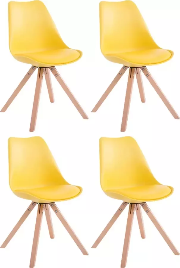 CLP Set van 4 eetkamerstoelen Toulouse Natura Vierkant Frame Kunstleer