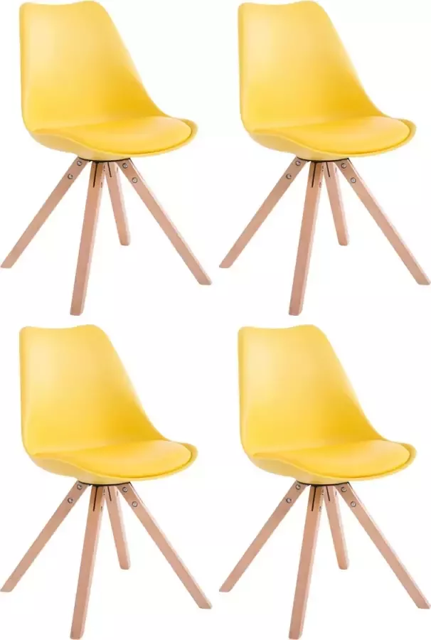 Clp Toulouse Set van 4 stoelen Vierkant Kunstleer geel natura (eik)