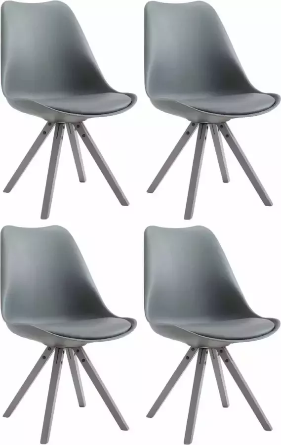 Clp Toulouse Set van 4 stoelen Vierkant Kunstleer grijs