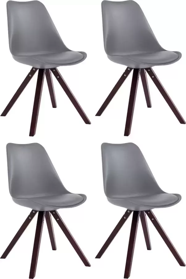 Clp Toulouse Set van 4 stoelen Vierkant Kunstleer grijs cappuccino