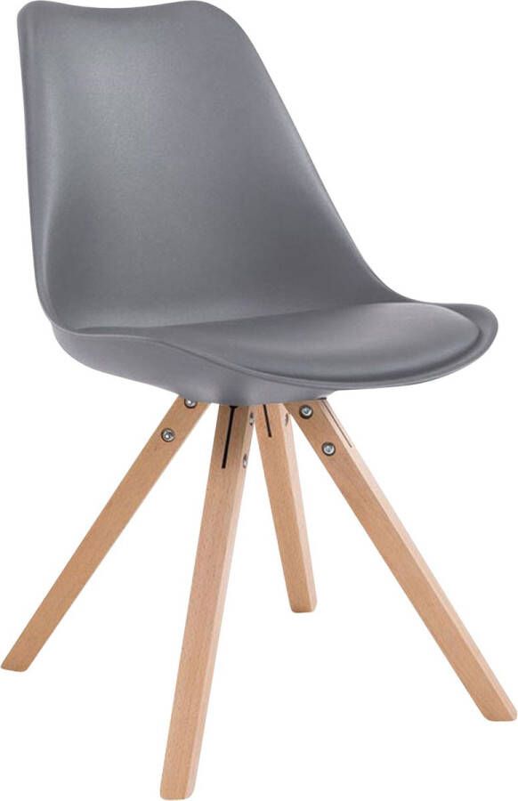 Clp Toulouse Set van 4 stoelen Vierkant Kunstleer grijs natura