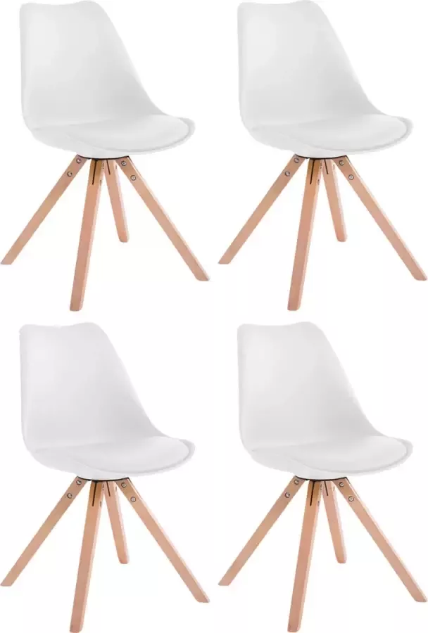 CLP Set van 4 eetkamerstoelen Toulouse Natura Vierkant Frame Kunstleer