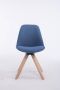 Clp Troyes Bezoekersstoel Stof Blauw houten onderstel kleur natura hoekige poot - Thumbnail 2