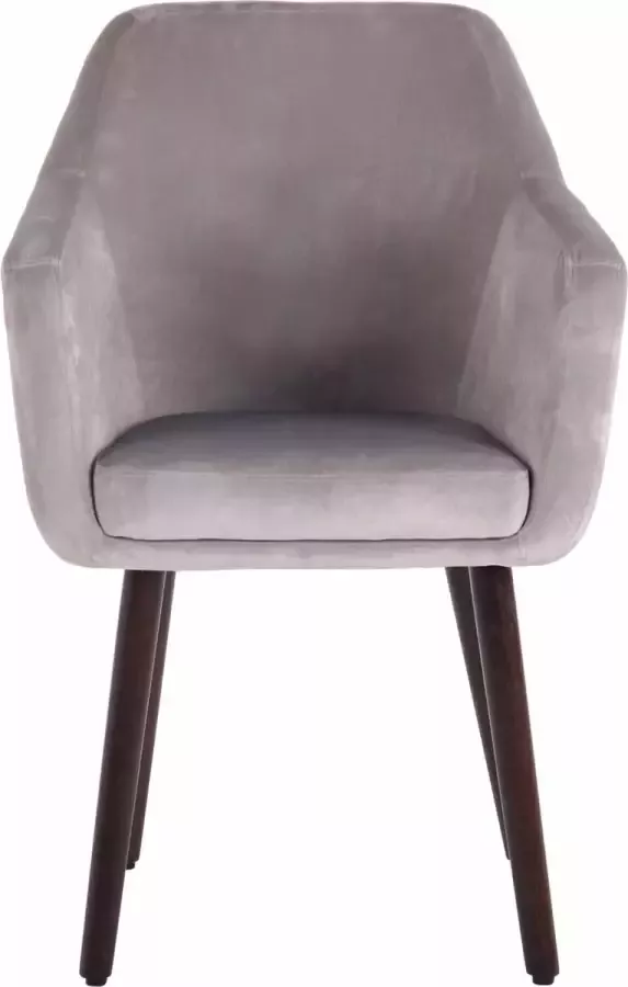 Clp Utrecht Eetkamerstoel Fluweel grijs walnoot (eik)