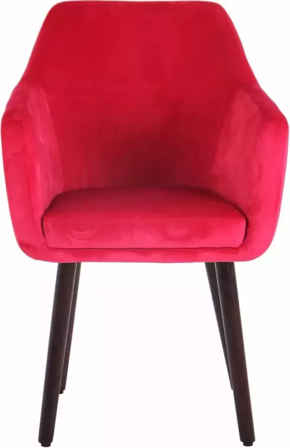 Clp Utrecht Eetkamerstoel Fluweel rood walnoot (eik)