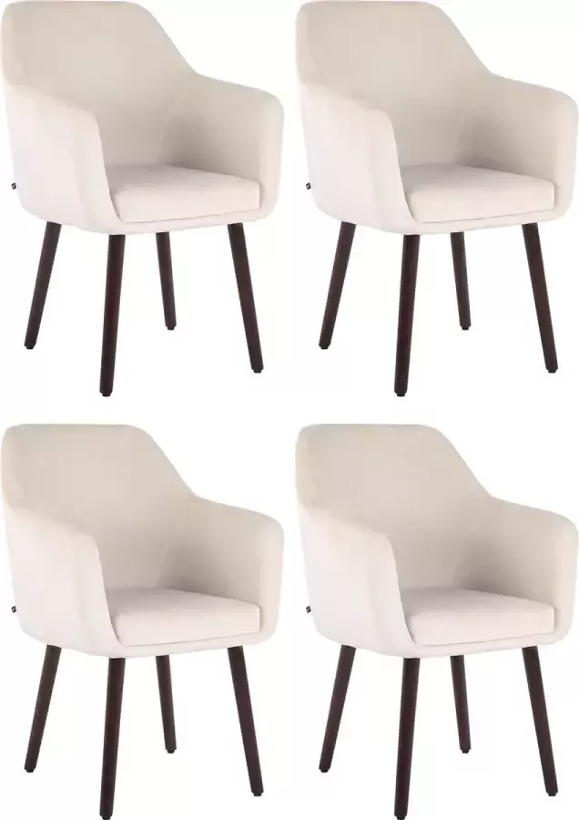 Clp Utrecht Set van 4 eetkamerstoelen Fluweel creme walnoot