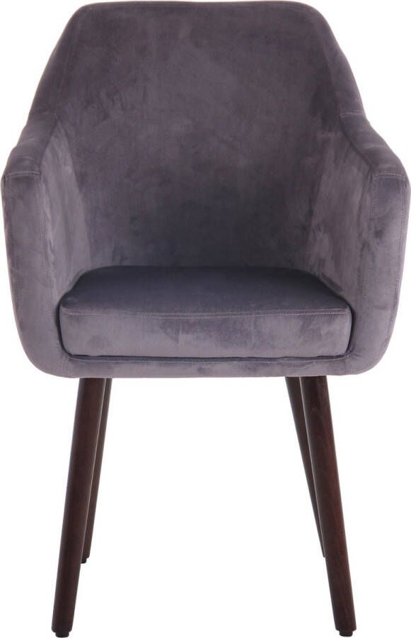 Clp Utrecht Set van 4 eetkamerstoelen Fluweel donkergrijs walnoot (eik)