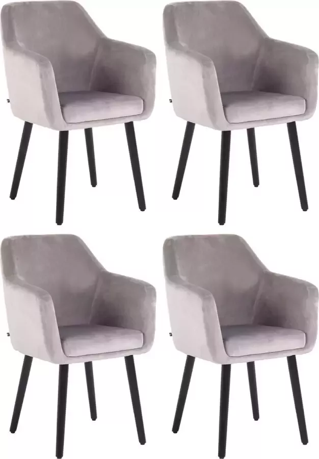 Clp Utrecht Set van 4 eetkamerstoelen Fluweel grijs zwart