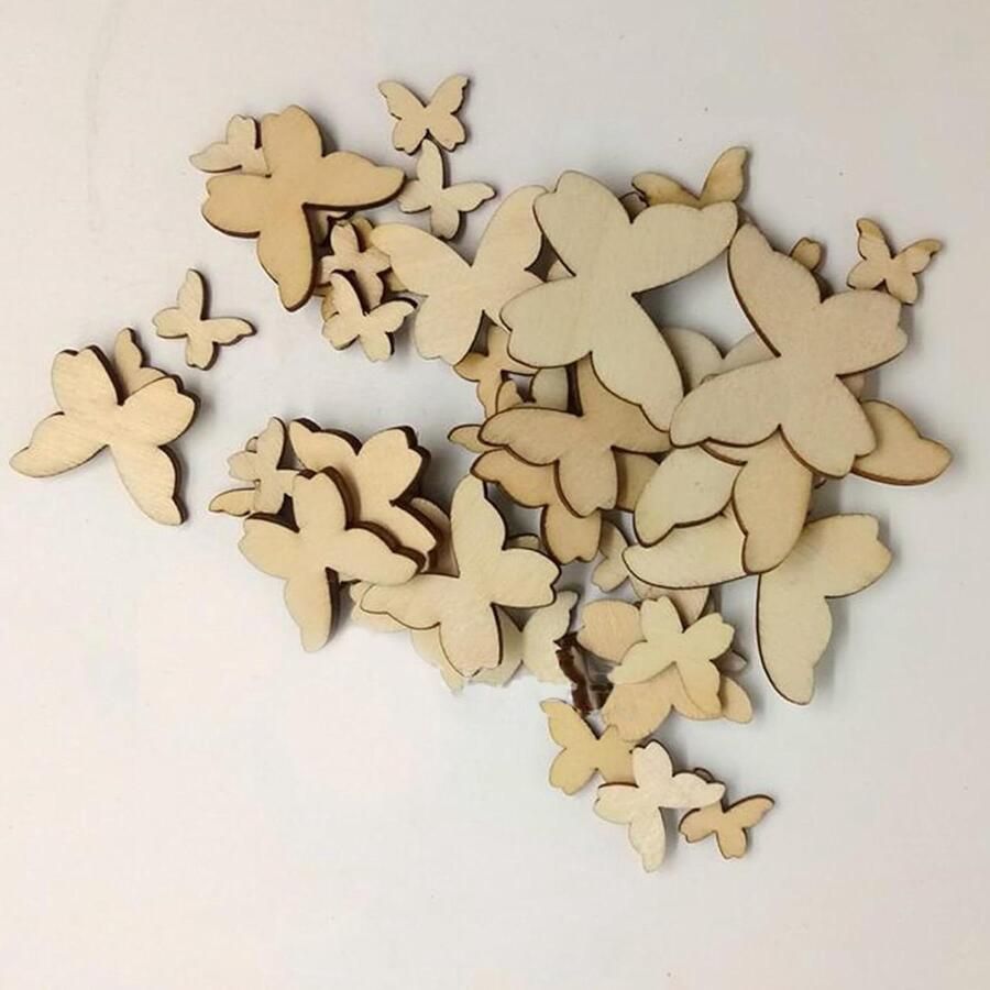 Cm 300 stuks 3 maten (1 2 3) Stervormig Houten Ornament DIY Ambachten Bruiloftsdecoratie Tafel en Scrapbooking Versieringen