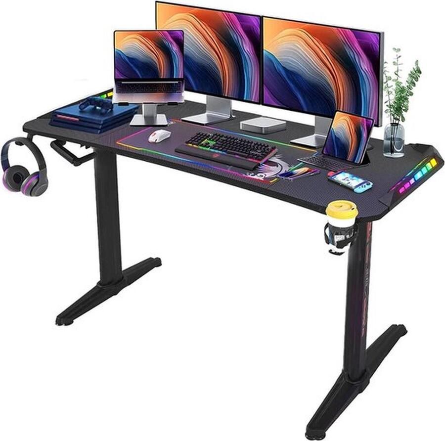 Cm Groot laptopcomputerbureau 160 Rechthoekig staand bureau Gaming en thuiskantoor In hoogte verstelbaar met houder Ergonomische kantoorlifttafel Zwart