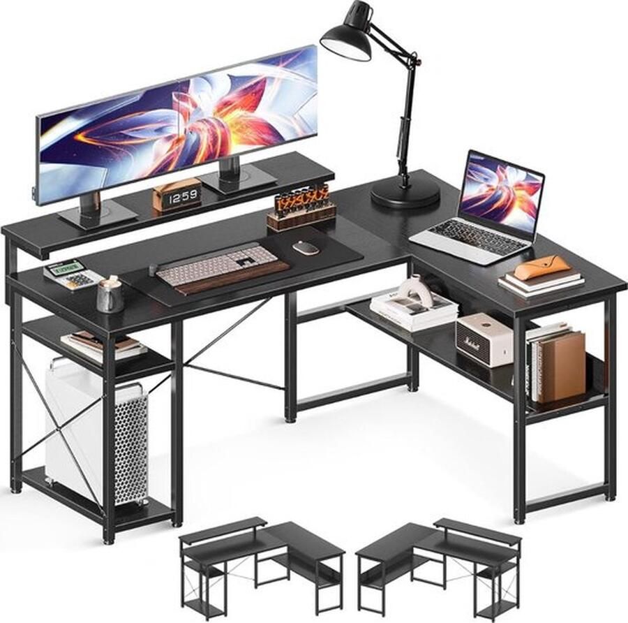 Cm Hoekbureau Game Bureau Organizer 140x120 Zwart