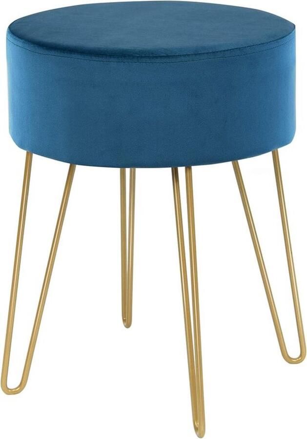 Cm Make-upkruk met metalen poten moderne ronde fluwelen kruk voetenkruk beklede kruk tot 100 kg belastbaar kruk geschikt voor woonkamer en slaapkamer (donkergroen)