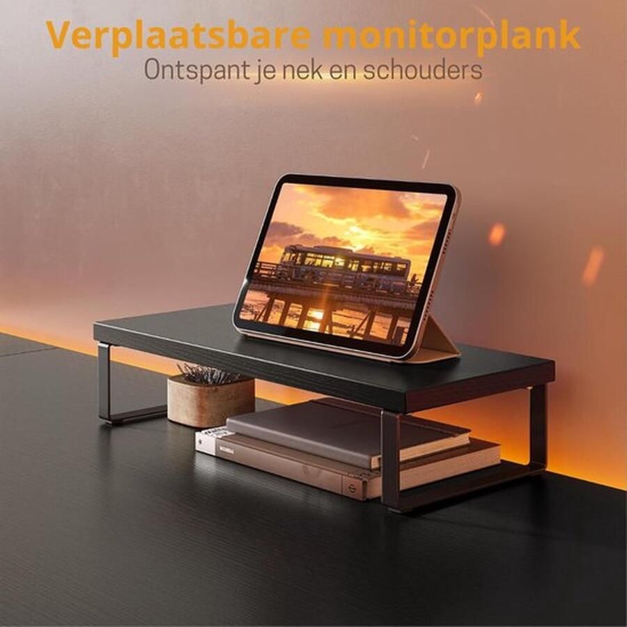 Cm Mrs. Jones Bureautafel L-vormig bureau Hoekbureau L-Vorm Voor Kantoor PC-Hoektafel met Monitorstandaard en Laden 170 x 120 x 75 Zwart