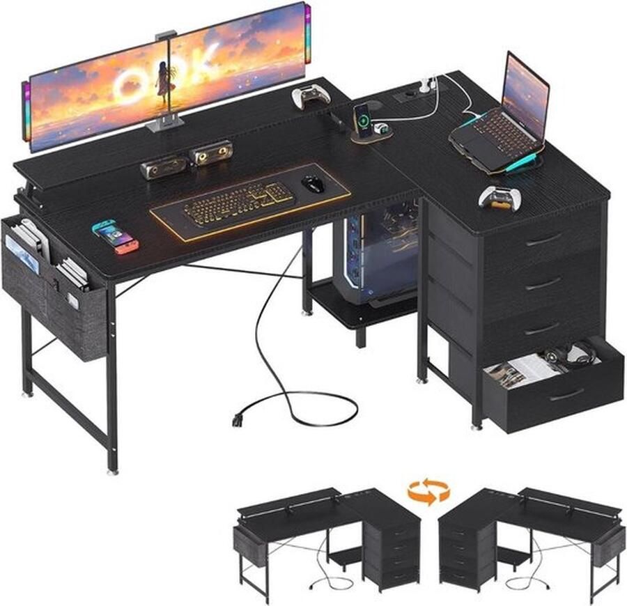 Cm Mrs. Jones Hoekbureau Game Bureau Organizer 140x80 Zwart